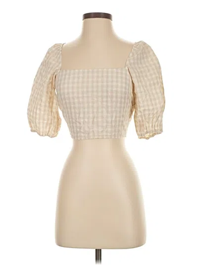 Pre-owned H&m Short Sleeve Blouse In White