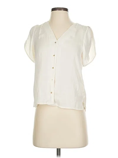 Pre-owned H&m Short Sleeve Blouse In White