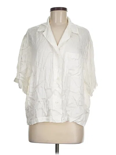 Pre-owned H&m Short Sleeve Blouse In White