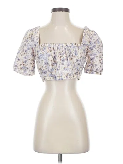 Pre-owned H&m Short Sleeve Blouse In White