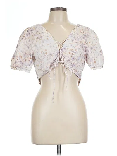 Pre-owned H&m Short Sleeve Blouse In White