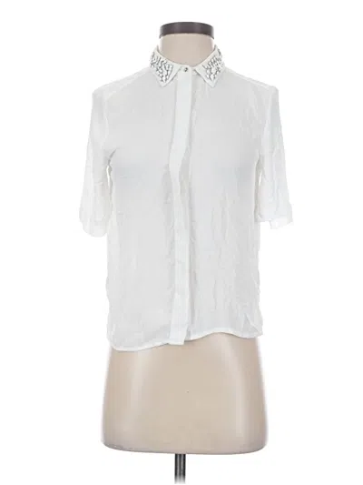 Pre-owned H&m Short Sleeve Blouse In White