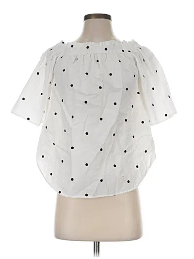 Pre-owned H&m Short Sleeve Blouse In White