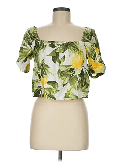 Pre-owned H&m Short Sleeve Blouse In Yellow