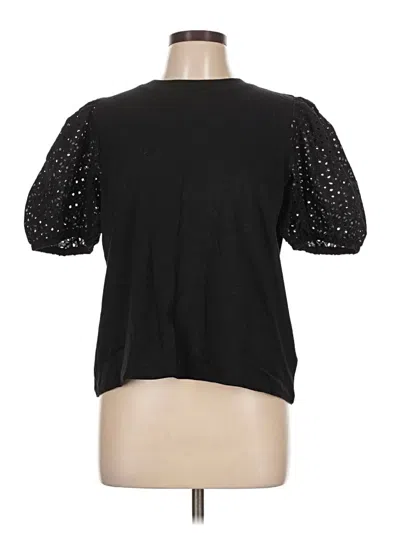 Pre-owned H&m Short Sleeve Top Black Crew Neck Tops