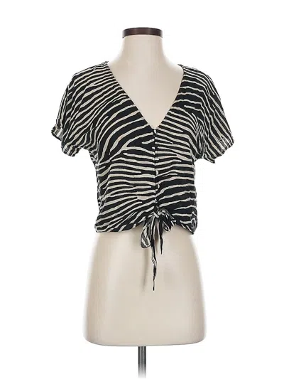 Pre-owned H&m Short Sleeve Top Black Plunge Neckline Tops