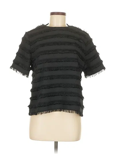 Pre-owned H&m Short Sleeve Top Black Ruffles Neckline Tops
