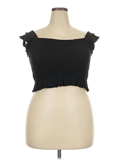 Pre-owned H&m Short Sleeve Top Black Strapless Neckline Tops