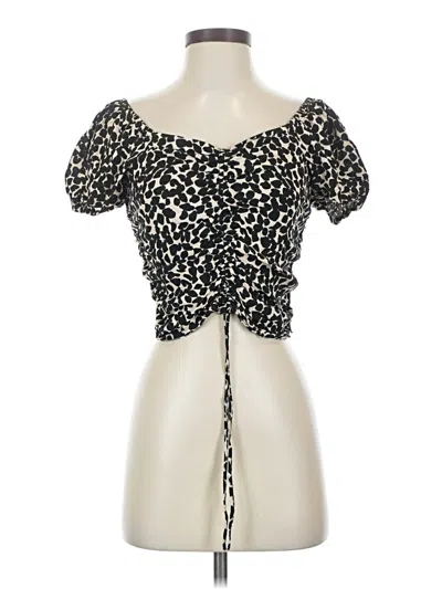 Pre-owned H&m Short Sleeve Top Black Sweetheart Neckline Tops