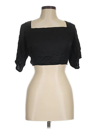 Pre-owned H&m Short Sleeve Top Black Sweetheart Neckline Tops