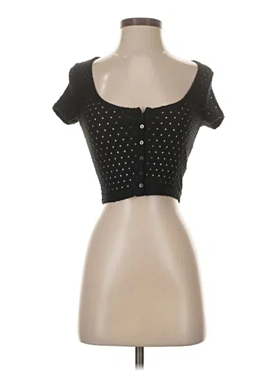 Pre-owned H&m Short Sleeve Top Black Sweetheart Neckline Tops