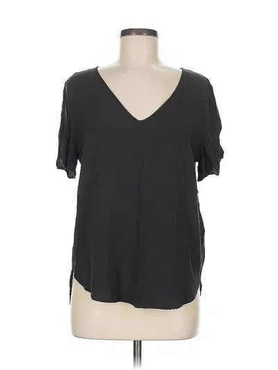 Pre-owned H&m Short Sleeve Top Black V Neck Tops