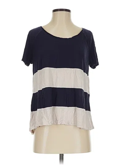 Pre-owned H&m Short Sleeve Top Blue Color Block Pattern Scoop Neck Tops