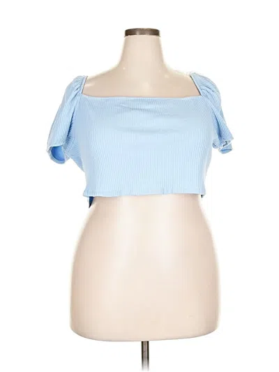 Pre-owned H&m Short Sleeve Top Blue Strapless Neckline Tops