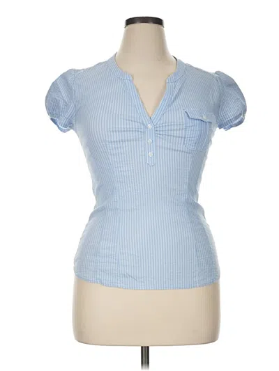 Pre-owned H&m Short Sleeve Top Blue Sweetheart Neckline Tops