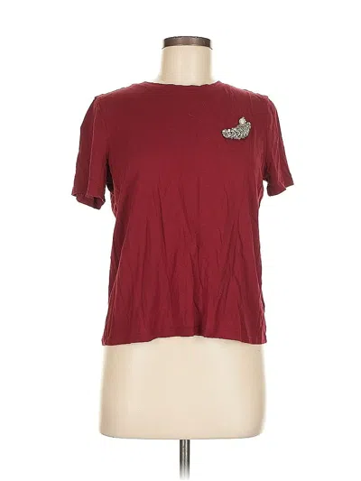 Pre-owned H&m Short Sleeve Top Burgundy Crew Neck Tops