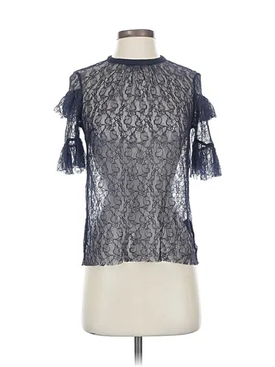 Pre-owned H&m Short Sleeve Top Gray Mock Neckline Tops