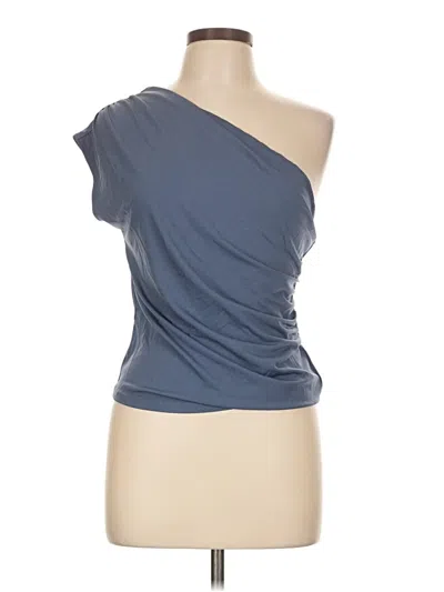 Pre-owned H&m Short Sleeve Top Gray One Shoulder Neckline Tops
