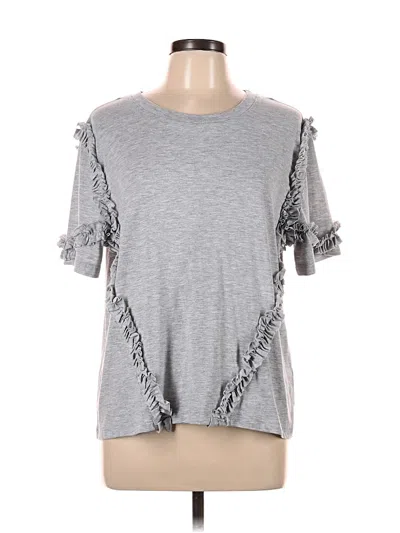 Pre-owned H&m Short Sleeve Top Gray Ruffles Neckline Tops
