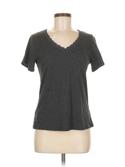 Pre-owned H&m Short Sleeve Top Gray V Neck Tops