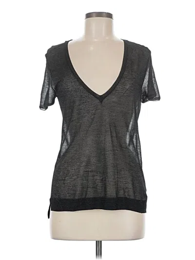 Pre-owned H&m Short Sleeve Top Gray V-neck Tops