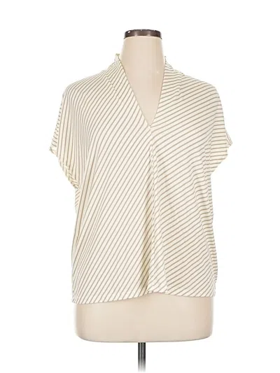 Pre-owned H&m Short Sleeve Top Ivory Cowl Neck Tops In White