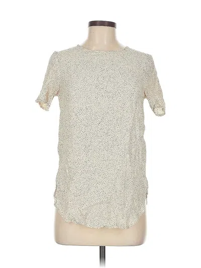 Pre-owned H&m Short Sleeve Top Ivory Crew Neck Tops In White