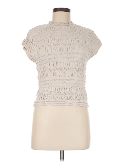 Pre-owned H&m Short Sleeve Top Ivory High Neck Tops