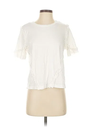 Pre-owned H&m Short Sleeve Top Ivory Keyhole Neckline Tops In White