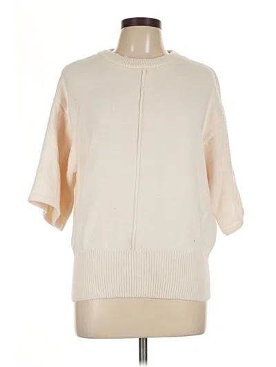 Pre-owned H&m Short Sleeve Top Ivory Mock Neckline Tops