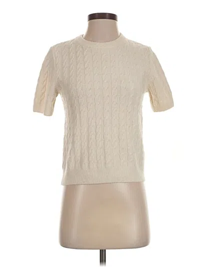 Pre-owned H&m Short Sleeve Top Ivory Mock Neckline Tops