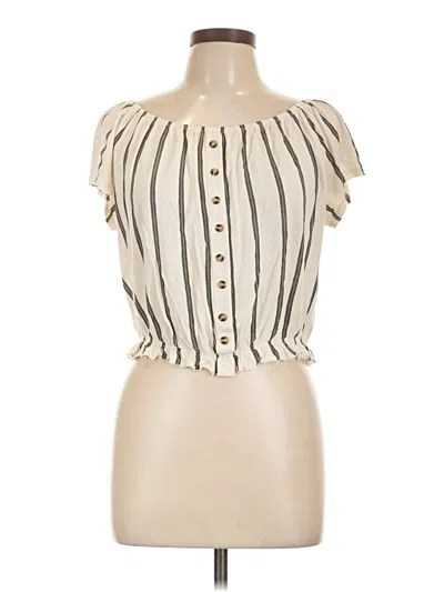 Pre-owned H&m Short Sleeve Top Ivory Strapless Neckline Tops In White