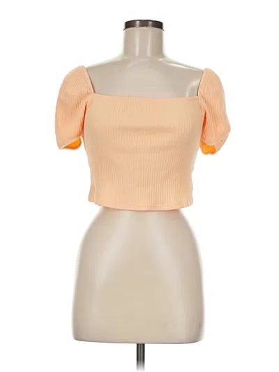 Pre-owned H&m Short Sleeve Top Orange Strapless Neckline Tops