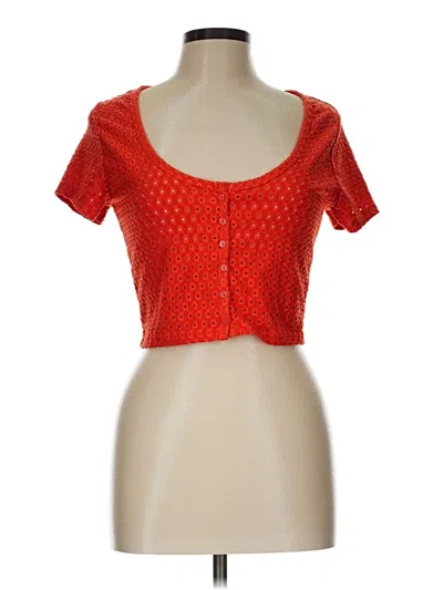 Pre-owned H&m Short Sleeve Top Orange Sweetheart Neckline Tops