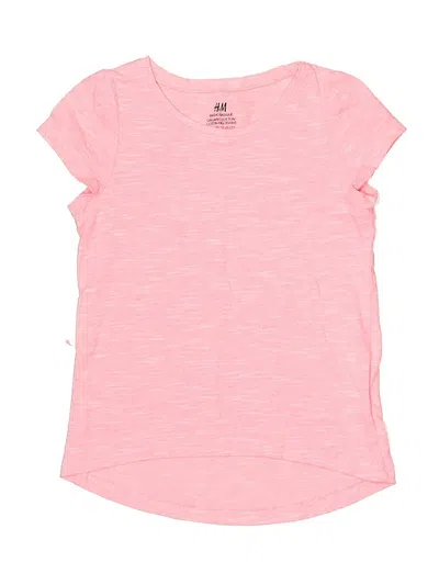 Pre-owned H&m Kids' Short Sleeve Top Pink Crew Neck Tops