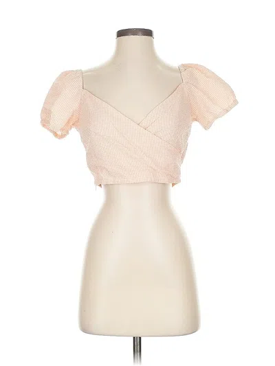 Pre-owned H&m Short Sleeve Top Pink Sweetheart Neckline Tops