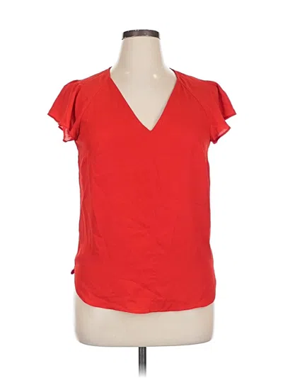 Pre-owned H&m Short Sleeve Top Red V Neck Tops