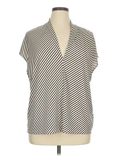 Pre-owned H&m Short Sleeve Top Silver Stripes Pattern Cowl Neck Tops