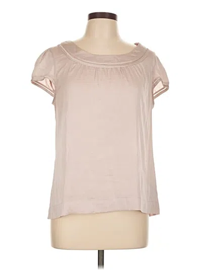 Pre-owned H&m Short Sleeve Top Tan Cowl Neck Tops In Brown