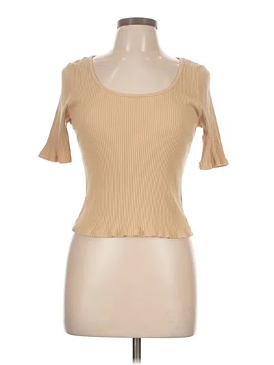 Pre-owned H&m Short Sleeve Top Tan Sweetheart Neckline Tops