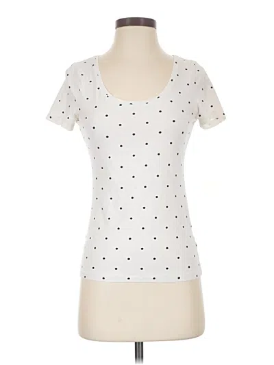 Pre-owned H&m Short Sleeve Top White Polka Dots Pattern Sweetheart Neckline Tops