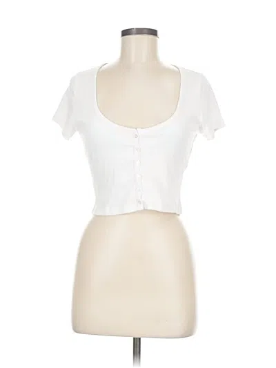 Pre-owned H&m Short Sleeve Top White Sweetheart Neckline Tops