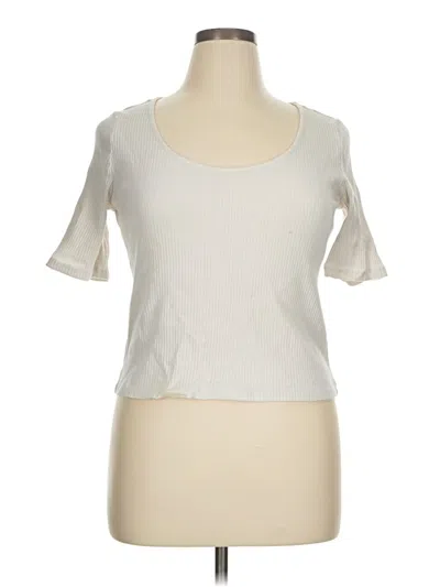 Pre-owned H&m Short Sleeve T-shirt In Ivory