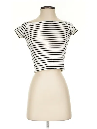 Pre-owned H&m Short Sleeve Turtleneck In Ivory