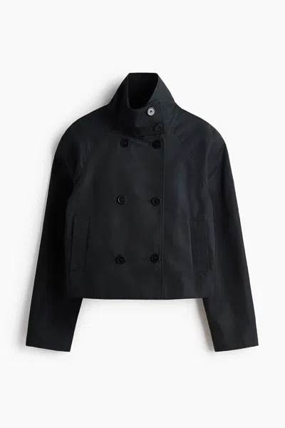 H&m Short Trench Coat In Blue
