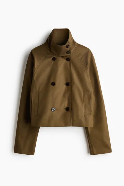 H&m Short Trench Coat In Nude