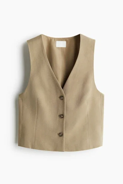 H&m Short Waistcoat In Brown