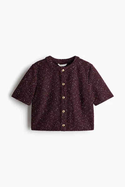 H&m Short-sleeved Bouclé-knit Cardigan In Multi
