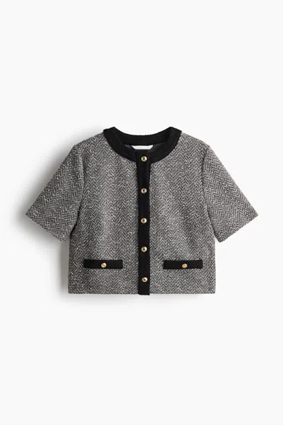 H&m Short-sleeved Bouclé-knit Cardigan In Multi