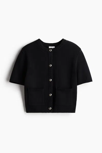 H&m Short-sleeved Cardigan In Black